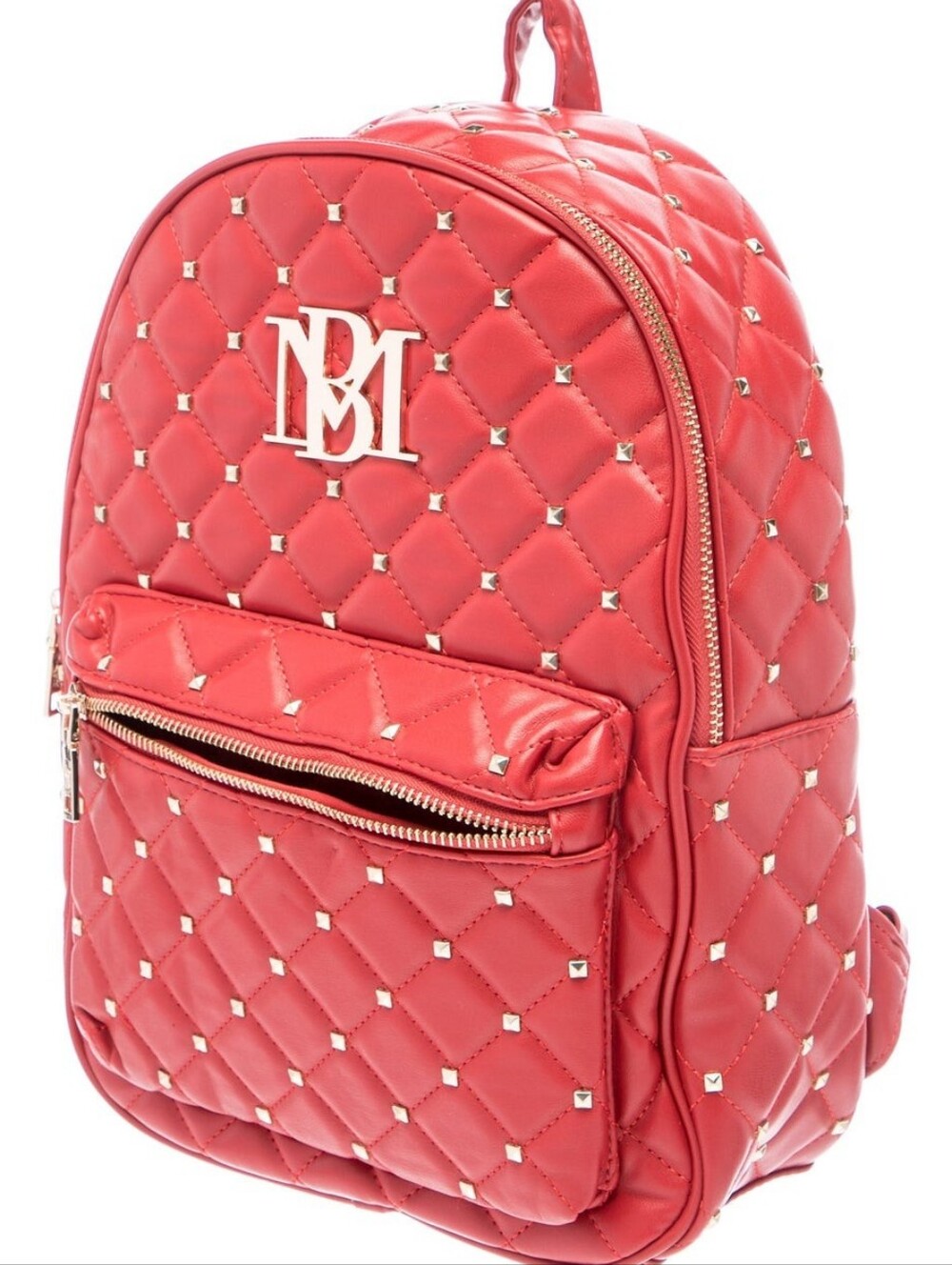 Badgley Mischka quilted vegan leather backpack featuring gold studded accents